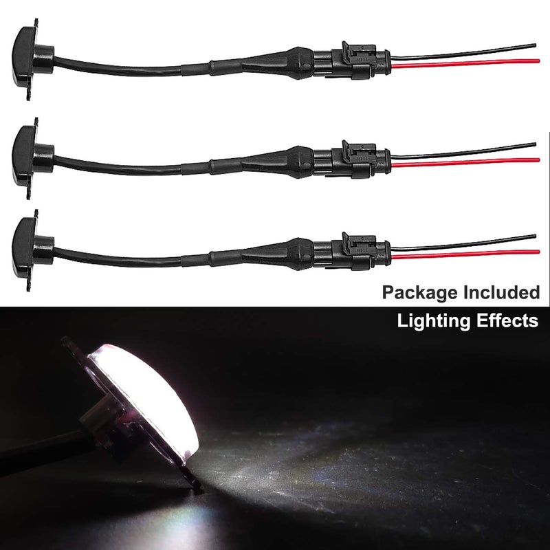BASIKER Auto Front Grille Lights for 2004-2019 Ford F150 F250 External White LED Lights Decoration | 3 Pack Black Lens - Image 2